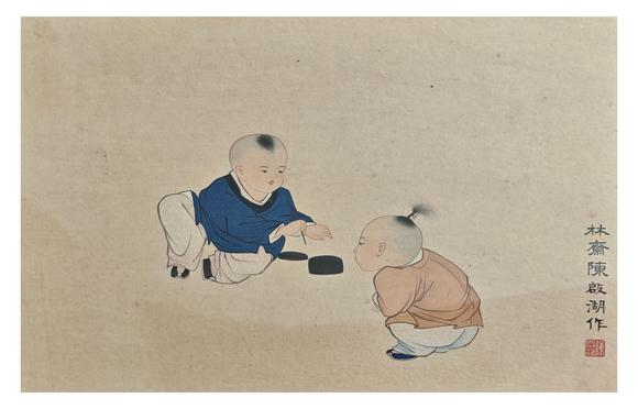 京都粵盛美術陳啟湖/嬰戲圖