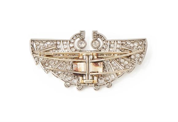 DreweattsA FRENCH ART DECO DIAMOND DOUBLE-CLIP BROOCH