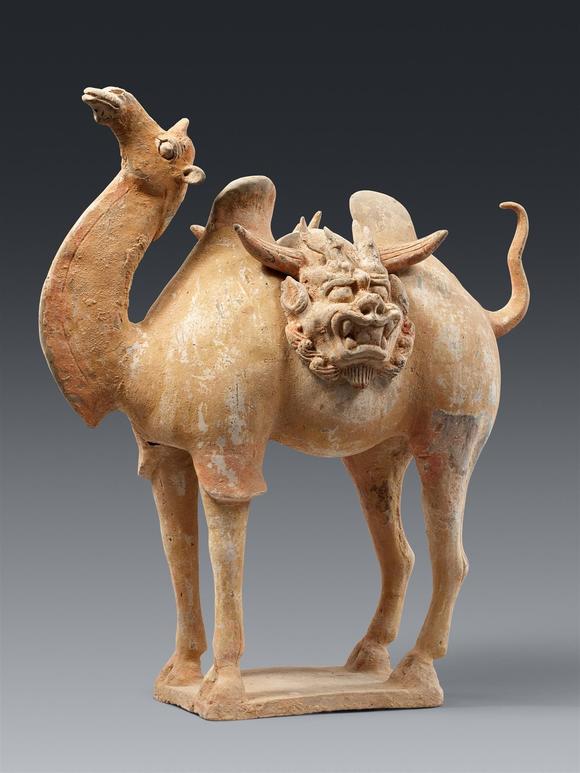 Kunsthaus Lempertz KGA figure of a young saddled camel. Terracotta. Tang dynasty (618-907)