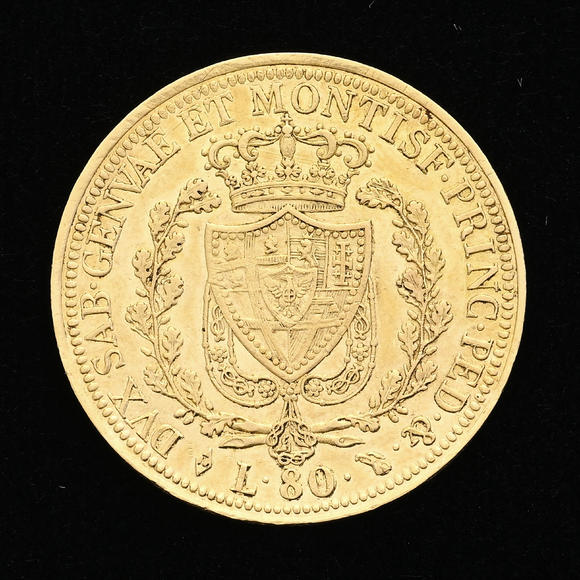 Piguet - H?tel des VentesRoyaume de Piémont-Sardaigne, Charles Félix (1821-1831), 80 lire 1825 en or