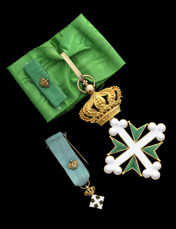 Piguet - H?tel des VentesItalie / Royaume d'Italie, Ordre des Saints Maurice et Lazare, fondé en 1572, croix de Commandeur et réduction, en or et émail
