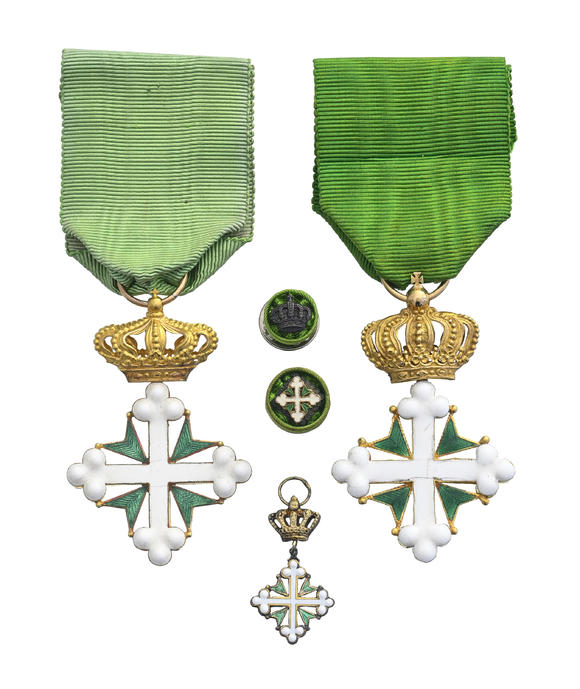 Piguet - H?tel des VentesItalie / Royaume d'Italie, Ordre des Saints Maurice et Lazare, fondé en 1572, 2 croix d'Officier en or et émail