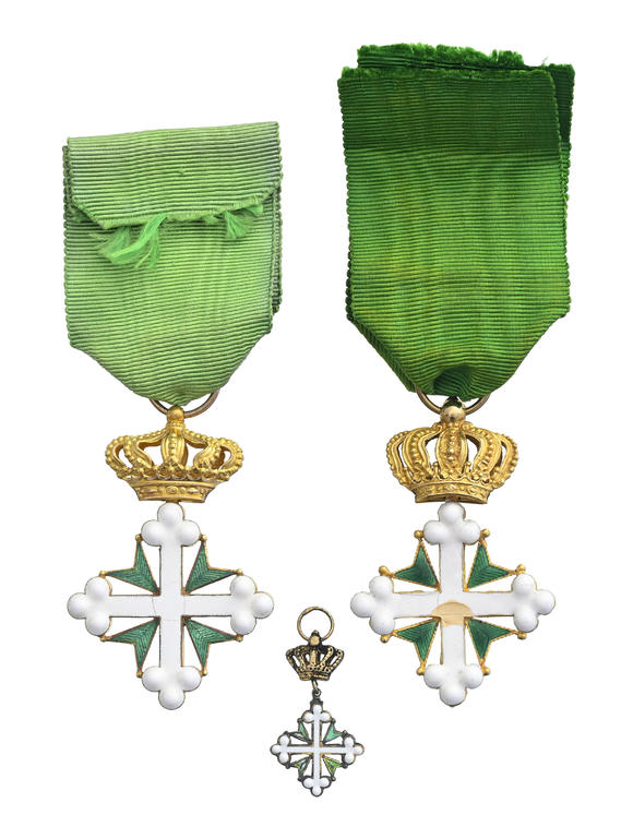 Piguet - H?tel des VentesItalie / Royaume d'Italie, Ordre des Saints Maurice et Lazare, fondé en 1572, 2 croix d'Officier en or et émail