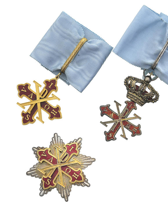 Piguet - H?tel des VentesItalie, Royaume des Deux-Siciles, Ordre Constantinien de Saint-Georges, ensemble de Chevalier Commandeur de Justice