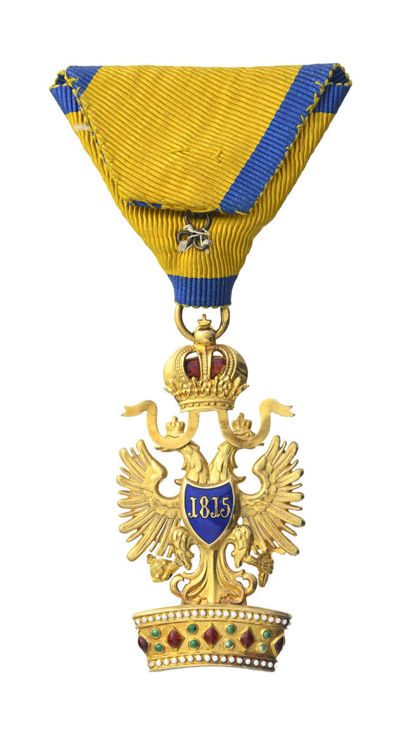 Piguet - H?tel des VentesEmpire austro-hongrois, Ordre de la Couronne de Fer, restauré en 1816, insigne de 3ème classe en or et émail