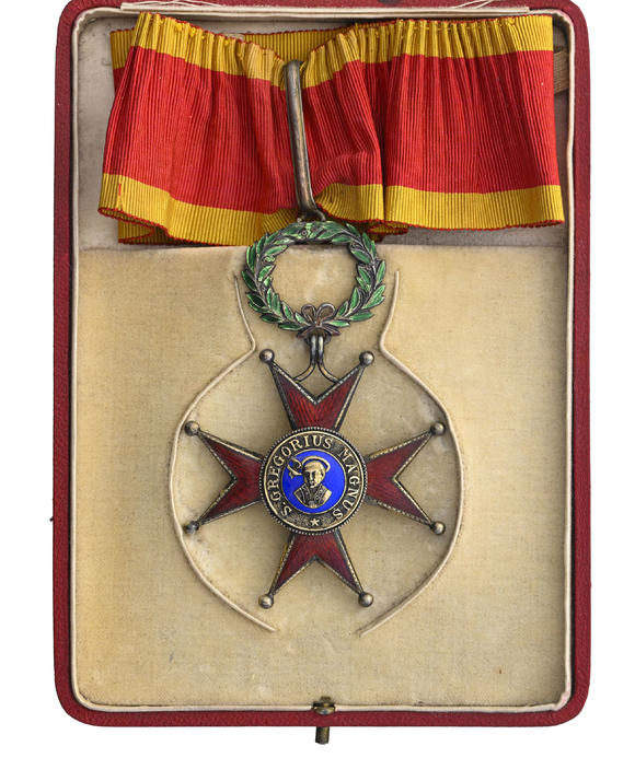 Piguet - H?tel des VentesVatican, Ordre de Saint Grégoire Le Grand, fondé en 1831, croix de Commandeur en vermeil et émail