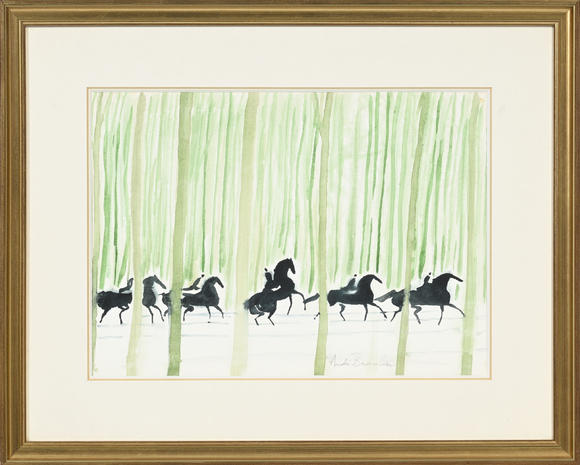 Piguet - H?tel des VentesAndré Brasilier (1929), Chevaux dans la forêt verte, aquarelle sur papier, signée, 31,5x44 cm