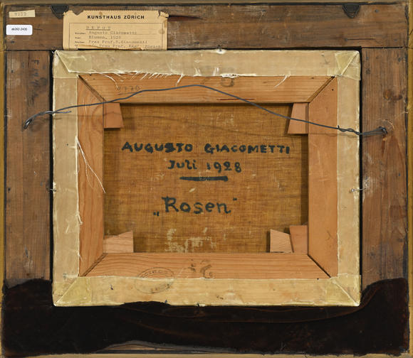 Piguet - H?tel des VentesAugusto Giacometti (1877-1947),  Rosen , 1928 (juillet), huile sur toile, signée, datée et titrée au verso, 25x29,5 cm