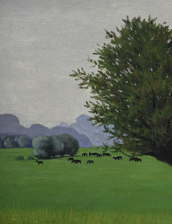 Piguet - H?tel des VentesFélix Vallotton (1865-1925),  Effet de pluie à Tournedos  ou  Haras  1922, huile sur toile, timbre de la signature, datée, 54x81 cm
