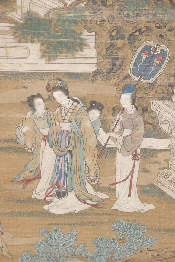 千美會(huì)焦秉貞絹本貴妃醉酒圖畫