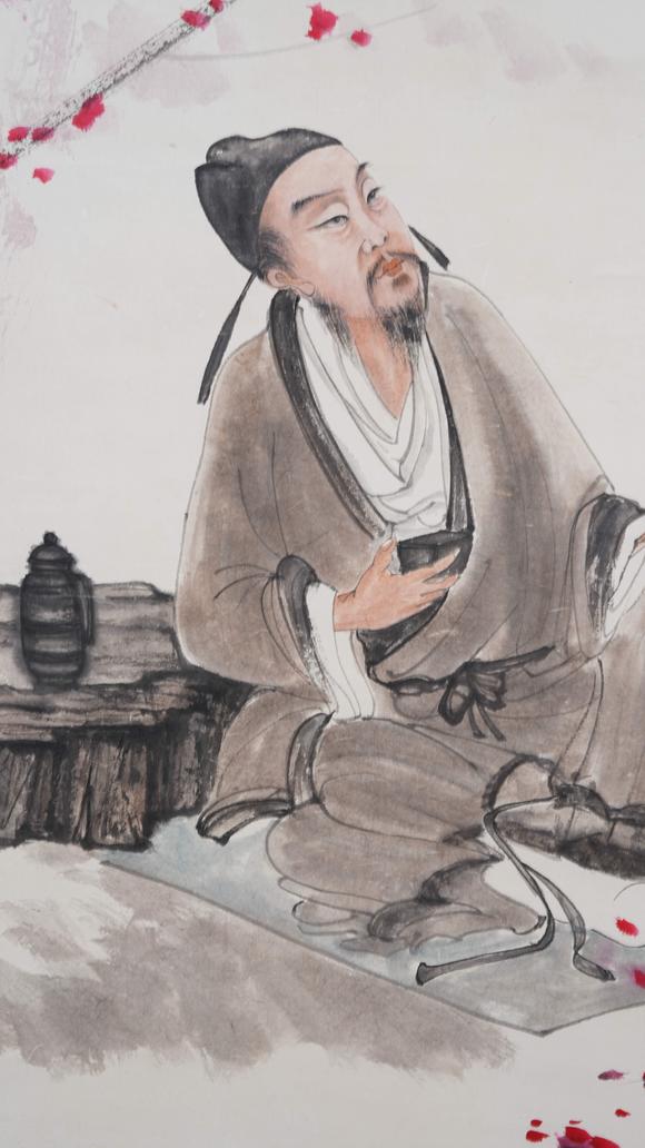 千美會傅抱石紙本杜甫像圖畫