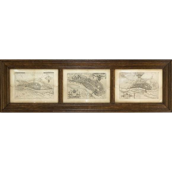 Historia AuktionshausThree historical maps with views of
