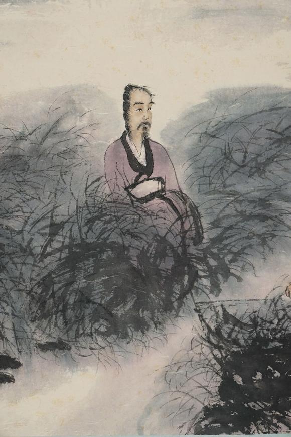 日本松町古美傅抱石 吟詩圖