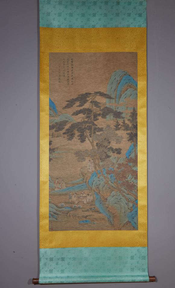 千美會(huì)仇英絹本松下高仕圖畫(huà)