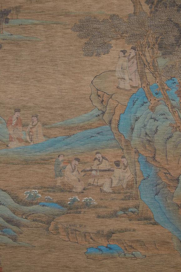 千美會(huì)仇英絹本松下高仕圖畫(huà)
