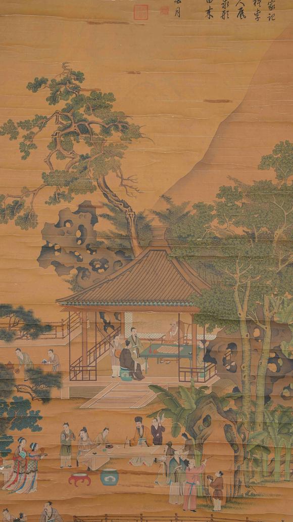千美會(huì)仇英絹本西園雅集圖畫(huà)