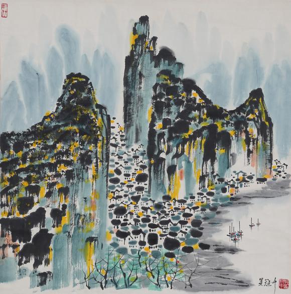 千美會(huì)吳冠中紙本山水圖畫(huà)