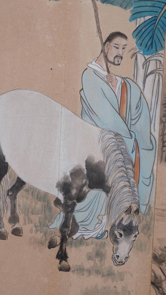 千美會任伯年紙本人物圖畫畫框