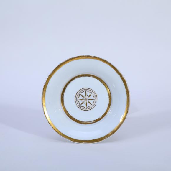 KARSON AUCTION1816–1824, Meissen (Germany) Porcelain Cup and Saucer with 24K Gold Figure Portraits
