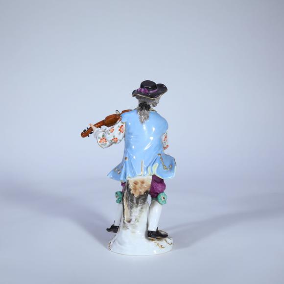 KARSON AUCTIONLate 19th Century Pair of Meissen Rococo Porcelain Figurines of Court Musicians