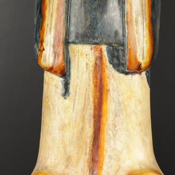 朱雀美術(shù)拍賣唐三彩 文官藍彩俑