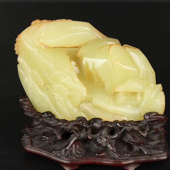 朱雀美術(shù)拍賣清 黃玉雕人物紋山子