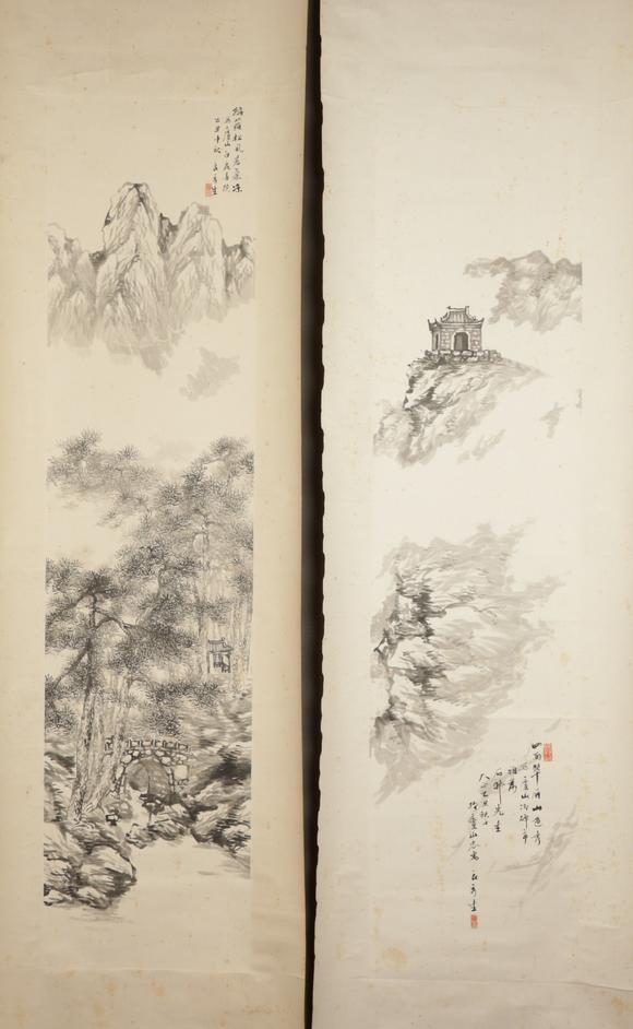 朱雀美術(shù)拍賣良秀生 山水一對(duì)