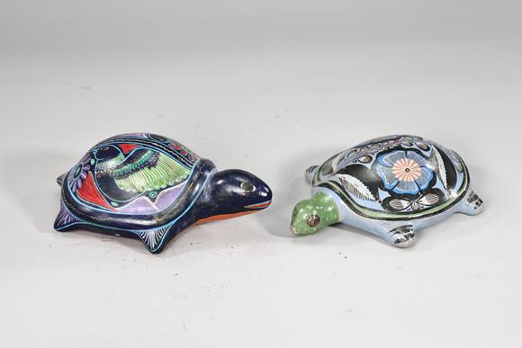 Karl s Collections IncTwo Mexican Folk Art Pottery Turtles