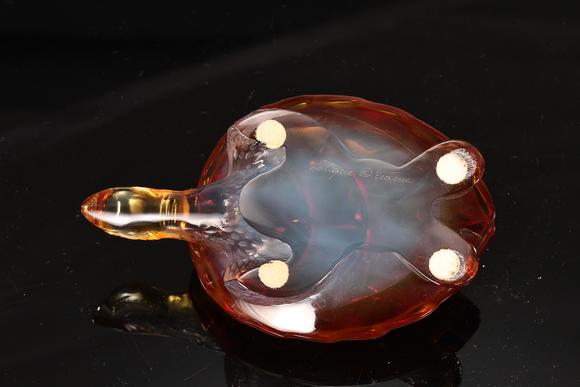 Karl s Collections IncLalique France Crystal Turtle Caroline Amber Figurine