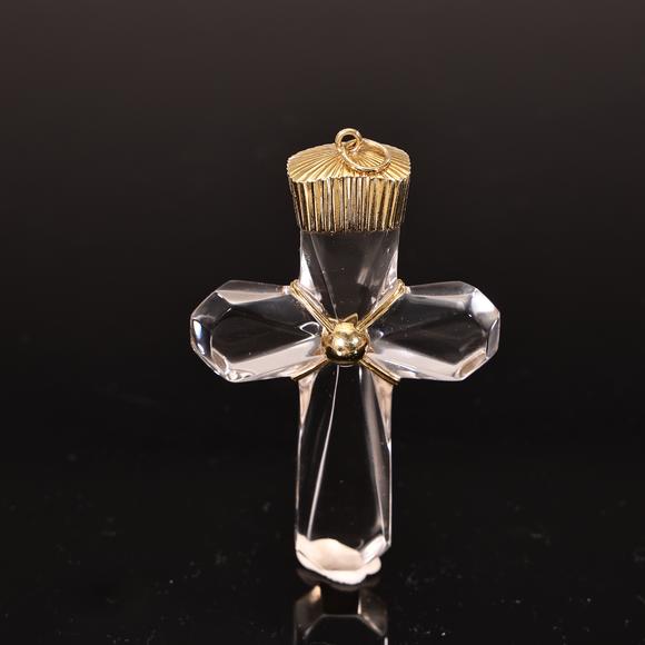 Karl s Collections IncHanding Crystal Gilt Cross Ornament Pendant