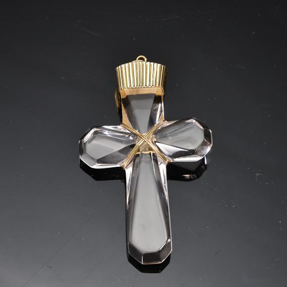 Karl s Collections IncHanding Crystal Gilt Cross Ornament Pendant