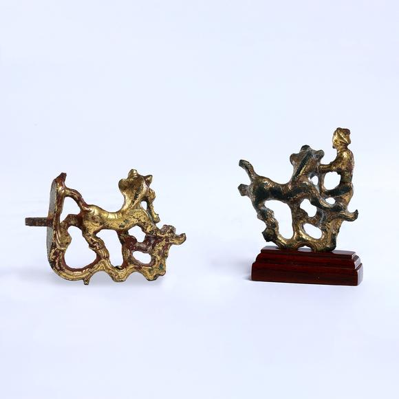 大阪美術(shù)商會漢 銅鎏金胡人馴虎2點