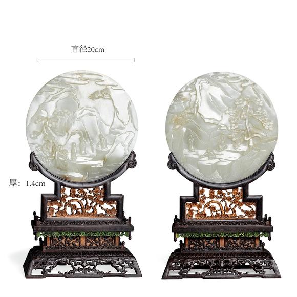 文津閣白玉插屏一對(duì)