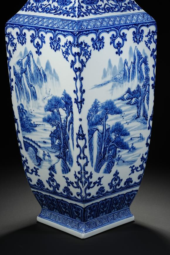 HUNG YUN ZHAI AUCTION HOUSE INCQianlong Period Underglaze Blue Square Zun Vessel with Landscape