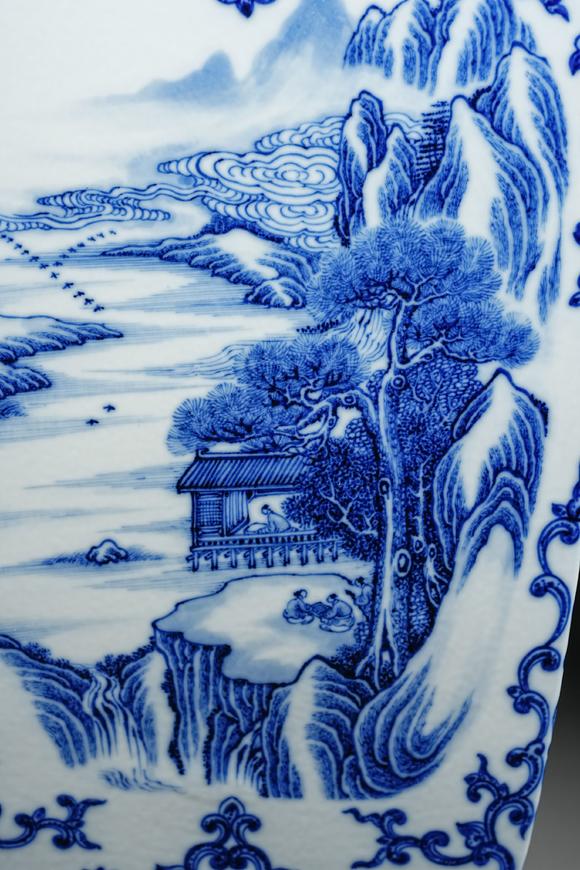 HUNG YUN ZHAI AUCTION HOUSE INCQianlong Period Underglaze Blue Square Zun Vessel with Landscape