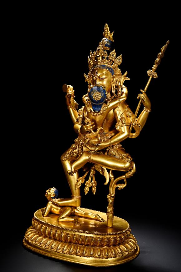 HUNG YUN ZHAI AUCTION HOUSE INCYongle Period Gilt-Bronze Yab-Yum Buddhist Mother Statue