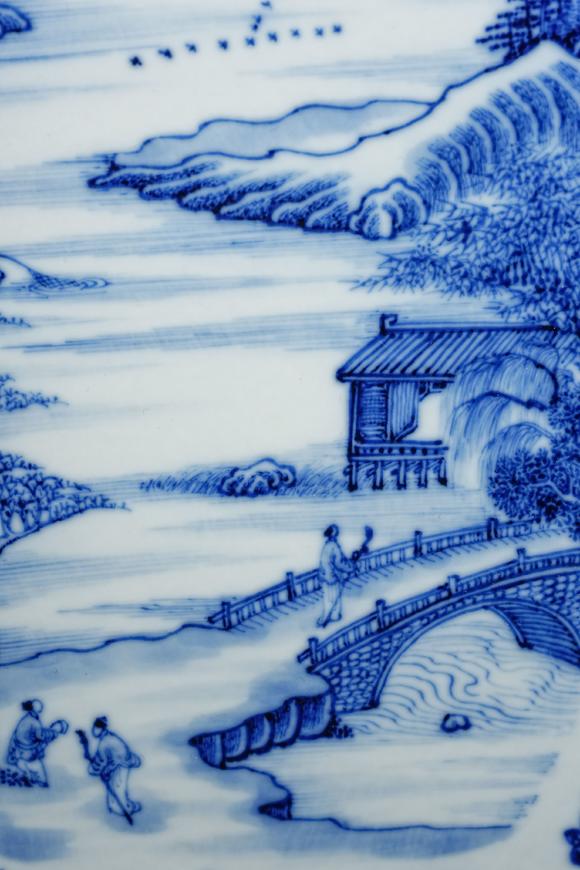 HUNG YUN ZHAI AUCTION HOUSE INCQianlong Period Underglaze Blue Square Zun Vessel with Landscape