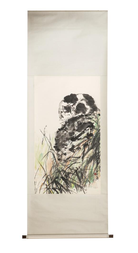 中鴻信黃胄（1925-1997）?幽石貓趣圖