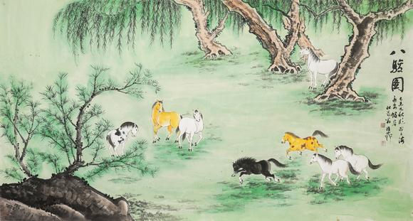 中鴻信謝稚柳（1910-1997）?八駿圖