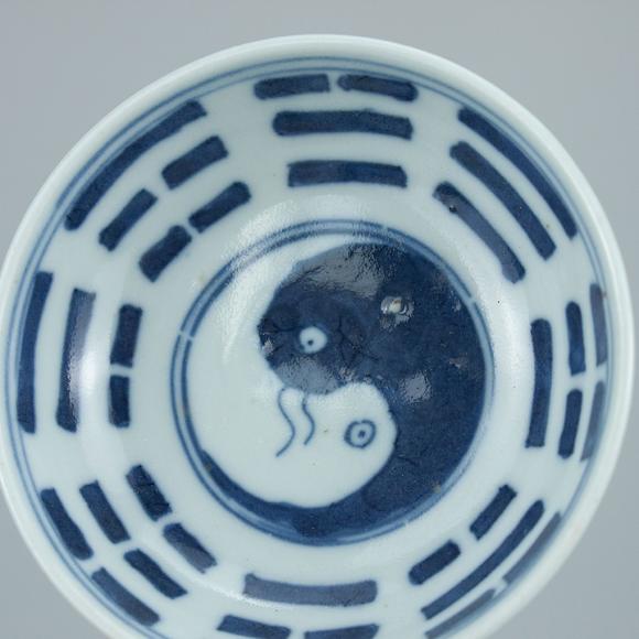 （和正堂株式會社）吉祥美術清 青花太極八卦紋茶碗 箱付