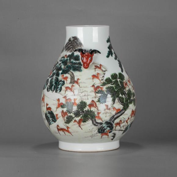 （和正堂株式會社）吉祥美術(shù)清乾隆  粉彩百鹿尊