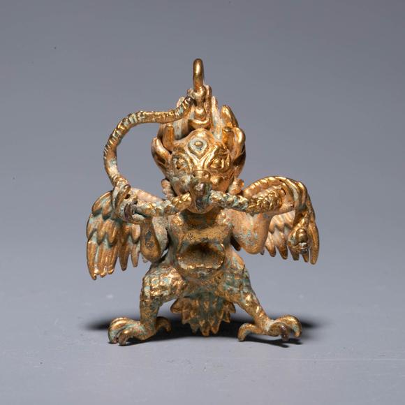 （和正堂株式會社）吉祥美術(shù)清 銅鎏金大鵬金剛像