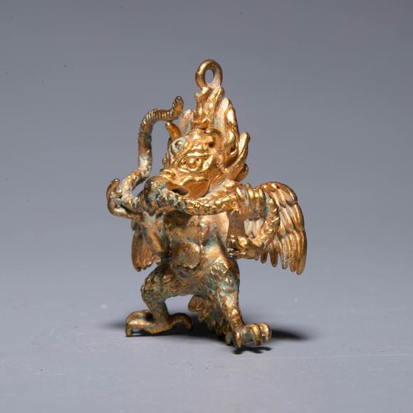 （和正堂株式會社）吉祥美術(shù)清 銅鎏金大鵬金剛像