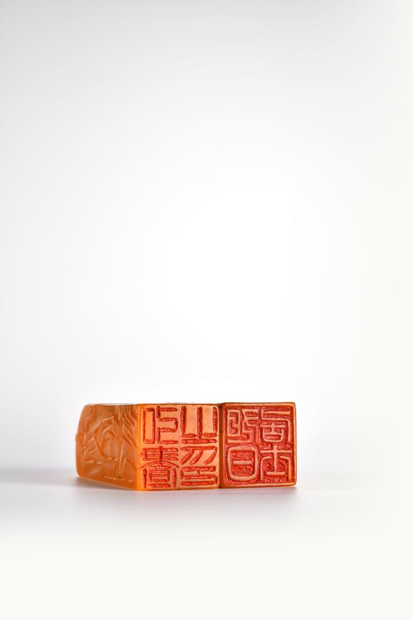 中鴻信清 汪啟淑刻田黃花卉方章成對(duì)