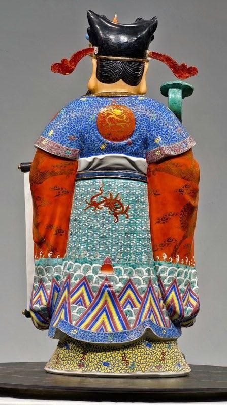 日本松町古美粉彩文財(cái)神塑像