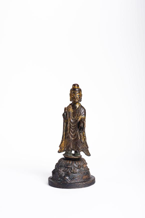 中鴻信明 銅鎏金釋迦牟尼佛立像