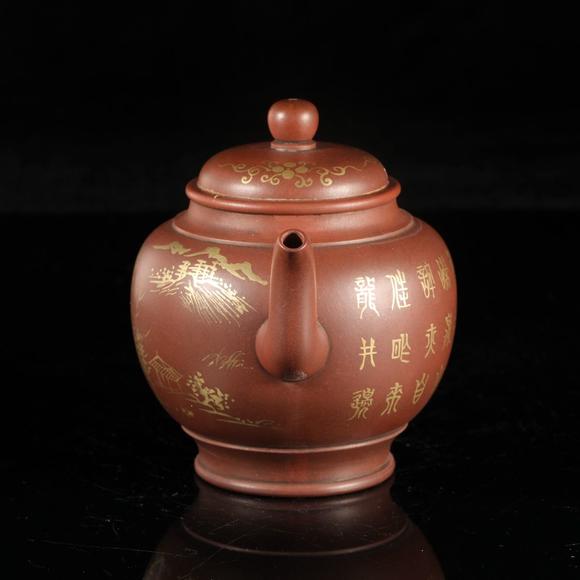 藝是拍賣清·紫砂描金詩(shī)文壺