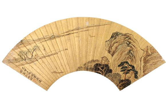 東京銀座（古美術(shù)宋磁）錢(qián)謙益  山水扇面