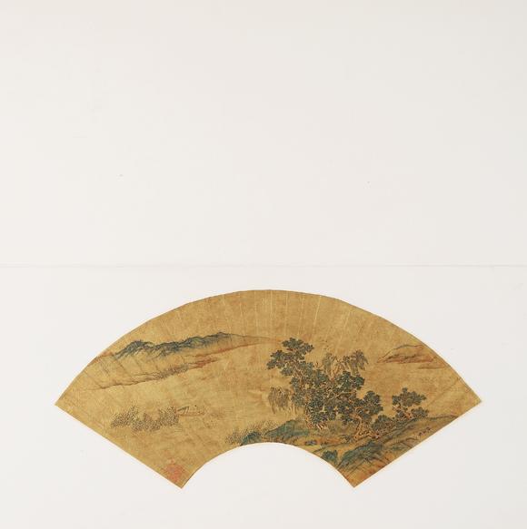 東京銀座（古美術(shù)宋磁）仇英  山水扇面