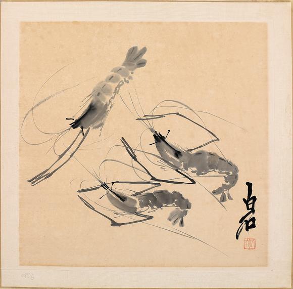 東京銀座（古美術(shù)宋磁）齊白石  雛雞·群蝦